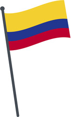 colombia flag waving on pole. national flag pole transparent.