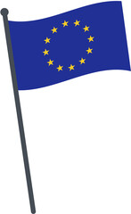 European flag waving on pole. national flag pole transparent.