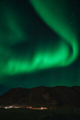 mountains at night with northern lights