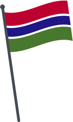 Gambia flag waving on pole. national flag pole transparent.