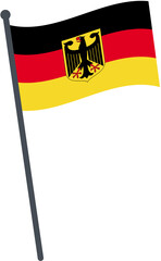 Germany flag waving on pole. national flag pole transparent.