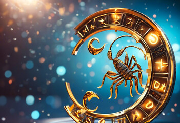The 3d symbol of the zodiac scorpio. Beautiful, decorative zodiac sign