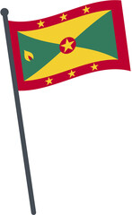 Grenada flag waving on pole. national flag pole transparent.