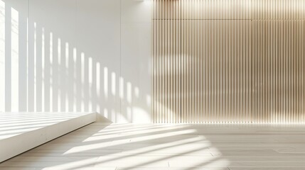 Obraz premium White and wood wall in a gallery UHD wallpaper