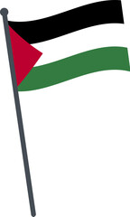 Palestine flag waving on pole. national flag pole transparent.