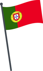 Portugal flag waving on pole. national flag pole transparent.