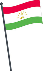 tajikistan flag waving on pole. national flag pole transparent.