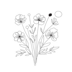 Botanical arts. Hand drawn continuous line drawing of abstract flower, floral. Vector illustration. 