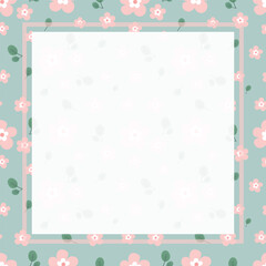 Seamless pattern with cute flower on green mint background vector illustration. Sweet floral print notepad background