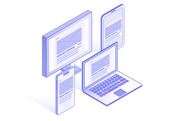 Cross platform responsive design vector isometric illustration