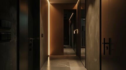 Modern dark brown hallway UHD wallpaper