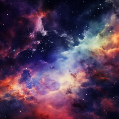 Obraz premium Abstract and Colorful space galaxy cloud nebula background wallpaper generative AI