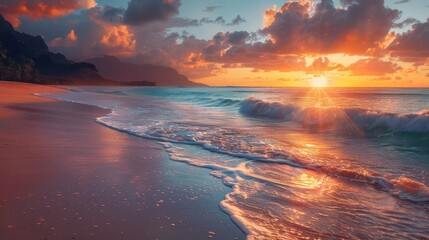 A beautiful sunset at the beach.