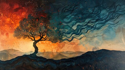 The Tree of Life painting abstract background