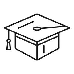 Graduation cap icon. Line art vector design