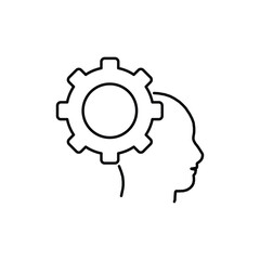 side view head or profile like problem solution icon. flat linear trend modern reflexion logotype graphic outline design isolated on white background. concept