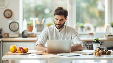 Fototapeta premium Work-life balance initiatives for remote workers, promoting health and productivity