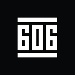 Geometric number 606 logo text vector illustration, white on black background