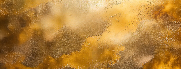 Gold textured background with a rich, sparkling finish, evoking luxury and wealth. Panorama with copy space.