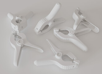 C-Clamps 3D Rendering on a white background