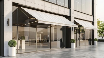 modern retail and business complex with sleek awning inviting storefront and office space for rent or purchase 3d illustration