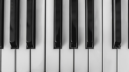 Naklejka premium monochromatic piano keys black and white abstract music background closeup of jazz instrument fine art photography