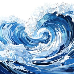 Image of a digital painting of a large wave in the ocean