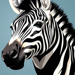 Create a minimalist vector illustration of a zebra