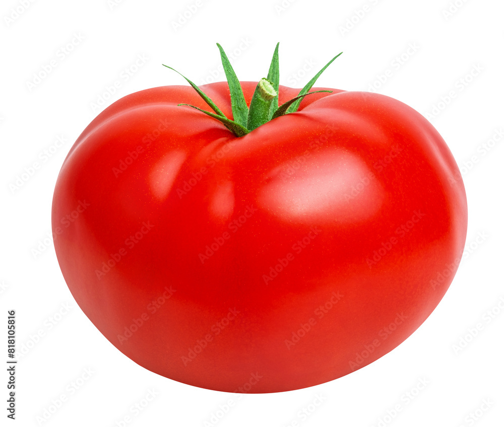 Wall mural Tomato vegetables isolated on white or transparent background. One whole fresh tomato