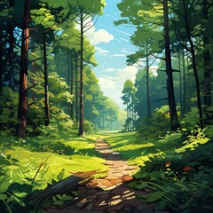 Image of a beautiful summer day in the forest