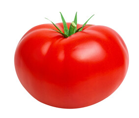 Tomato vegetables isolated on white or transparent background. One whole fresh tomato