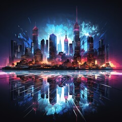 Image of a stunning digital painting of a futuristic cityscape