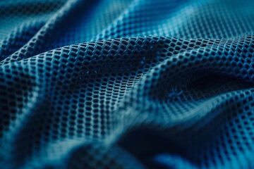Naklejka premium Blue textured fabric with intricate mesh pattern