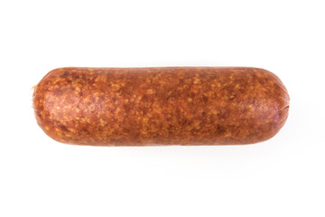 Smoked salami sausage, isolated on white