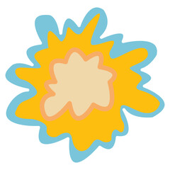 blue and yellow asterisk footnote icon. Cartoon asterisk sign. Flat icon of asterisk. Vector illustration