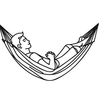 man relaxing hammock black and white clip art preview