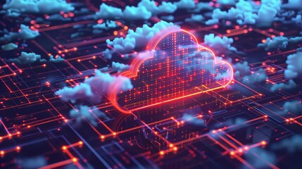 Fototapeta premium secure cloud migration and integration fast data transfer and backup file upload concept 3d illustration