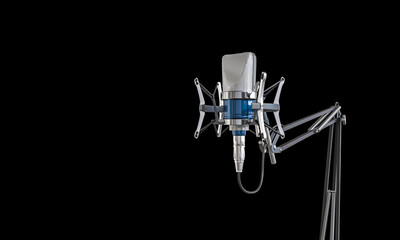 Professional studio microphone on black background