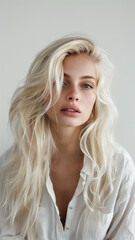 Blonde woman posing for a photo