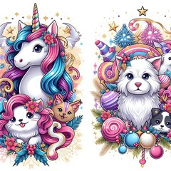 A couple of cartoon animals used for printing card design meaning image