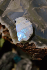 Moonstone mineral gem on collection 
