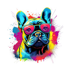 Image of bulldog wearing sunglasses on clean background. Pet. Animals.