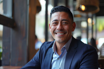 A Hispanic businessman, mentoring aspiring entrepreneurs from underprivileged backgrounds, sharing his entrepreneurial journey and offering guidance and support to help them navigate the challenges of