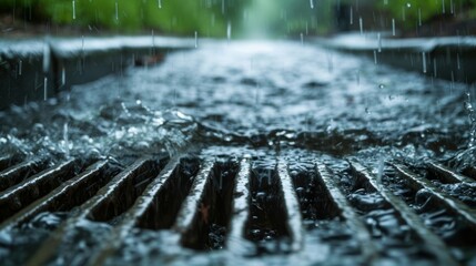 Water gushing out of a storm drain signaling a flash flood warning. © Justlight