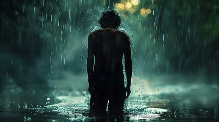 silhouette of a person in the water