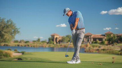Man playing golf on golf course