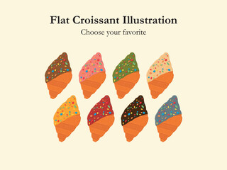flat croissant viral cafe bakery cake snack idea event dessert food creative vector illustration fat