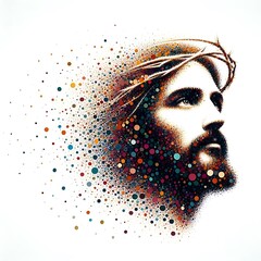 A Jesus christ with beard and mustache art lively has illustrative lively card design