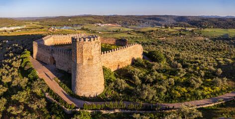 Fototapeta premium Castle of Arab origin, before 1392, Alanís, Sierra Morena, Sierra Norte de Sevilla, province of Seville, Andalusia