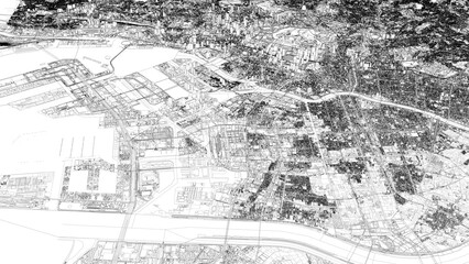 Obraz premium 3D illustration of city and urban in Tokyo Japan